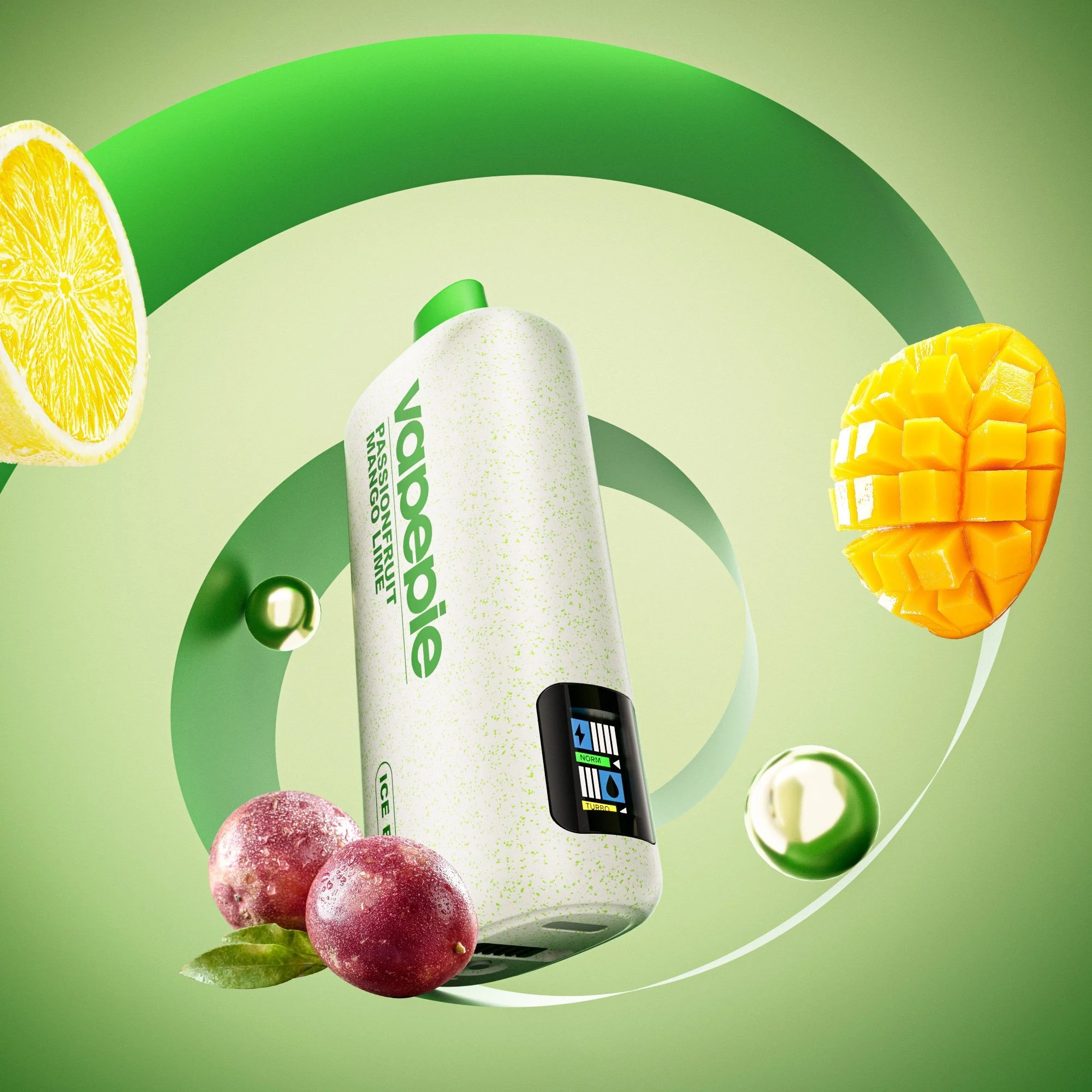 9a78a27ae44b2c4c70b36c02a0efd2ade77cf421.webp Vapepie Powergo 9800 Puffs Passionfruit Mango Lime - Image 1