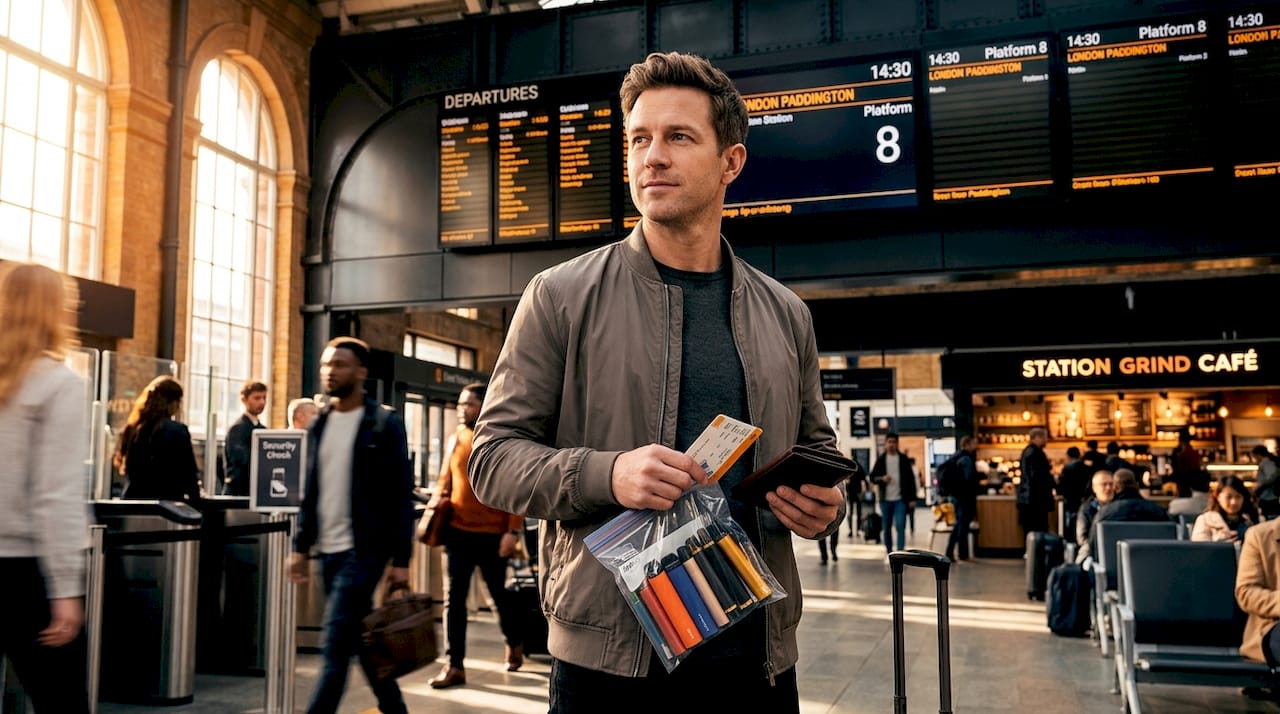 Traveler carrying disposable vapes at airport security line
